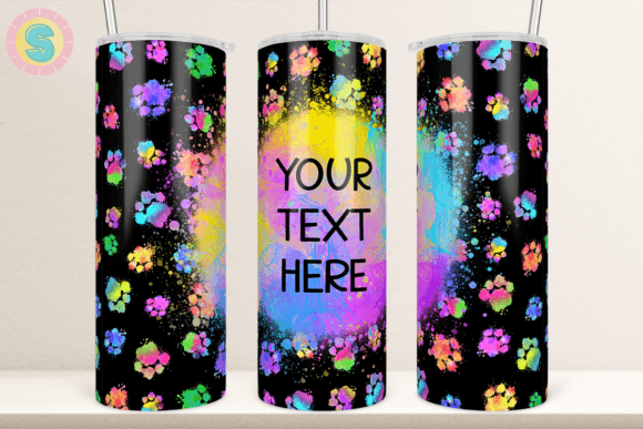 20Oz Colorful Pet Paw Blank Tumbler Wrap