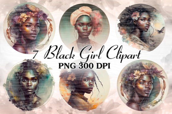 Afro Black Girl Watercolor Sublimation