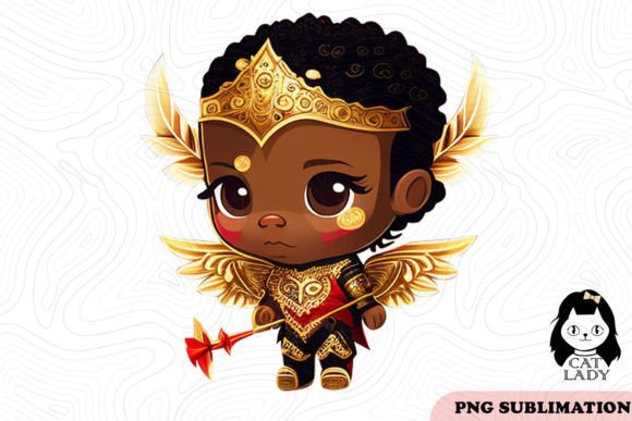 Cute African Cupid PNG Sublimation