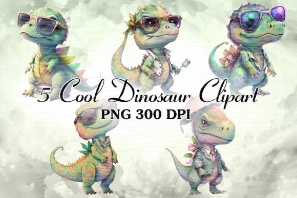 Cute Baby Dinosaur Watercolor Clipart