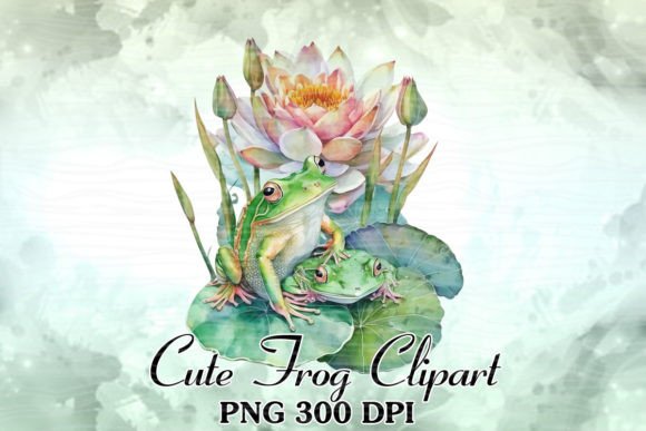 Cute Frog Couple Watercolor Clipart