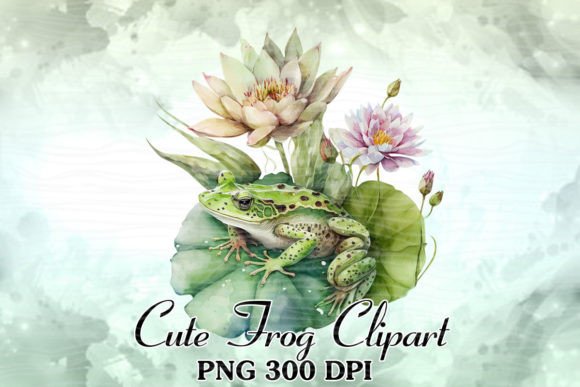 Cute Frog Watercolor Clipart