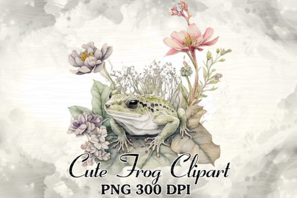 Cute Frog Watercolor Sublimation Clipart