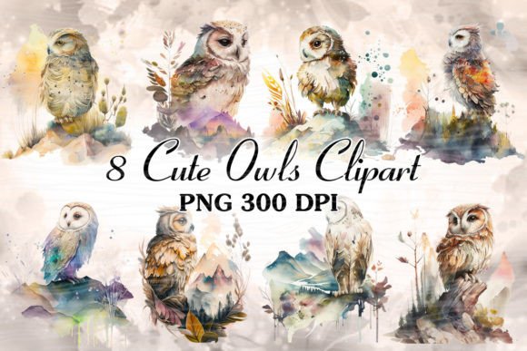 Cute Owl Watercolor ClipArt