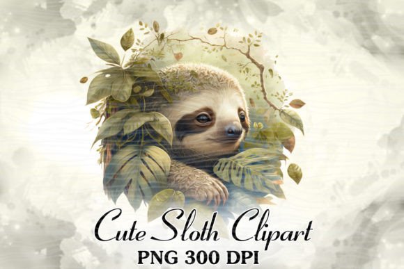 Cute Sloth Watercolor Clipart