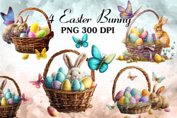 Easter Bunny Watercolor Clipart Bundle