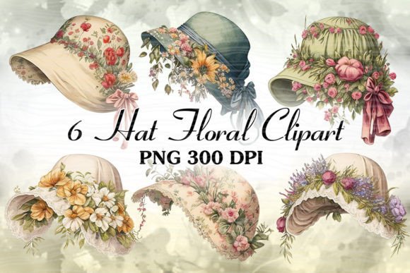Floral Hat Watercolor Clipart