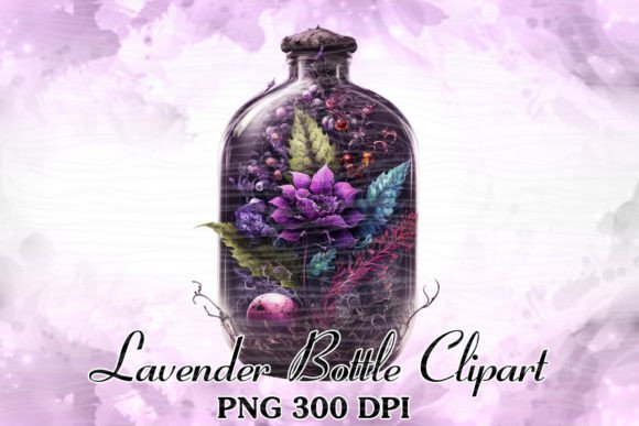 Lavender Bottle Watercolor Clipart