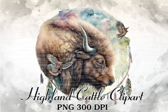 Peaceful Highland Cattle Watercolor