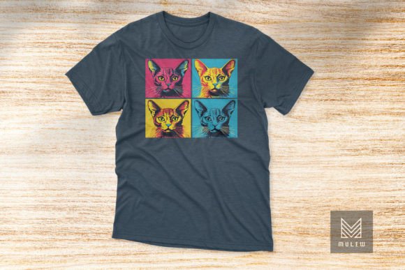 Pop Art Egyptian Mau Four Panels T-shirt