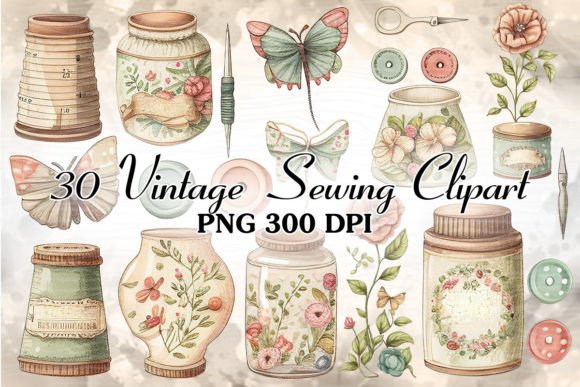 Sewing Watercolor Sublimation Clipart