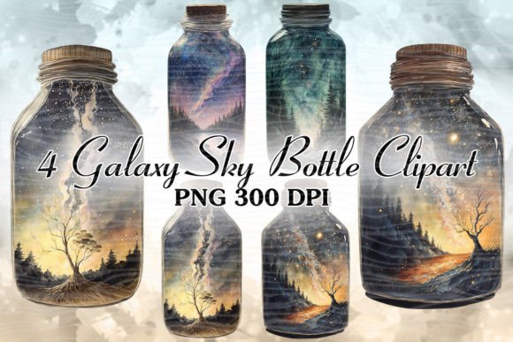 Sky Night in Bottle Glass Watercolor
