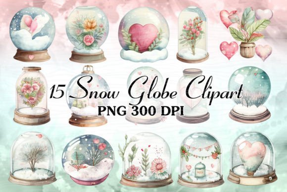 Snow Globe Watercolor Clipart
