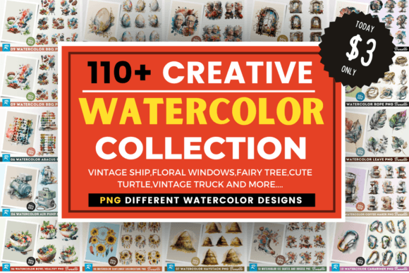 The Creative Watercolor Big PNG Bundle